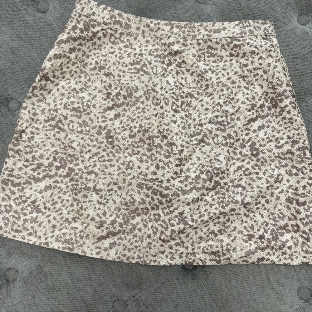 FREE PEOPLE Fake Out Skirt Faux Leather Faux Wrap Light Leopard Mini Women’s 2